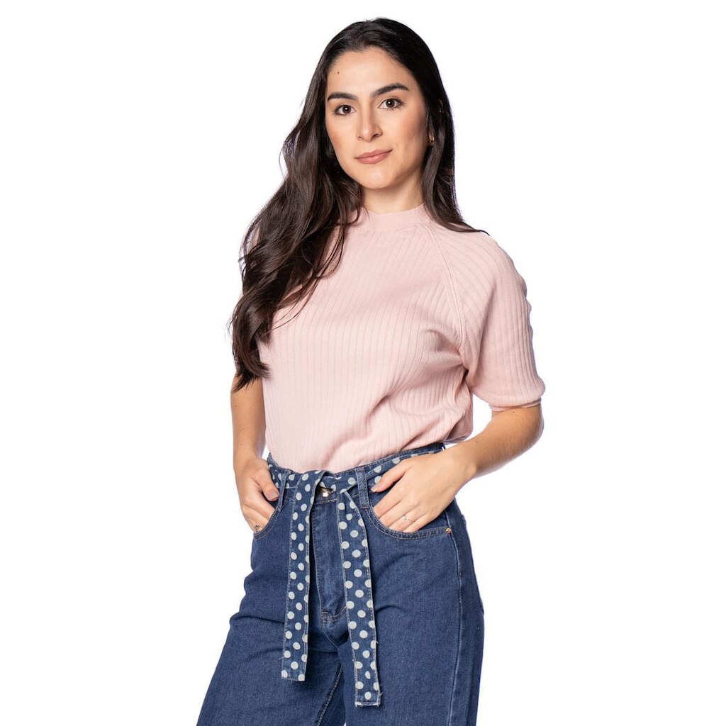 Blusa Feminina Biamar Tricot Canelado Raglan