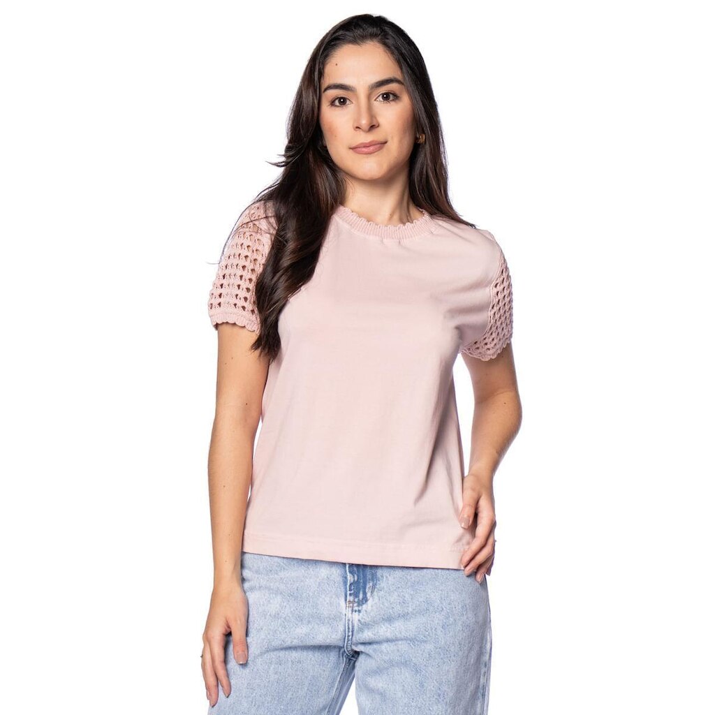 Blusa Feminina Biamar Tricot Ponto X Manga Curta