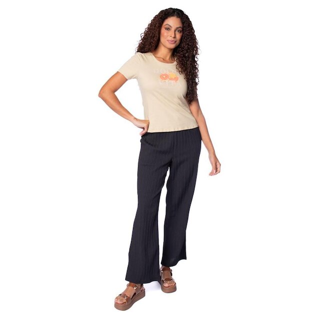 Blusa Feminina Cativa Estampa Strass Algodão Bege/Laranja
