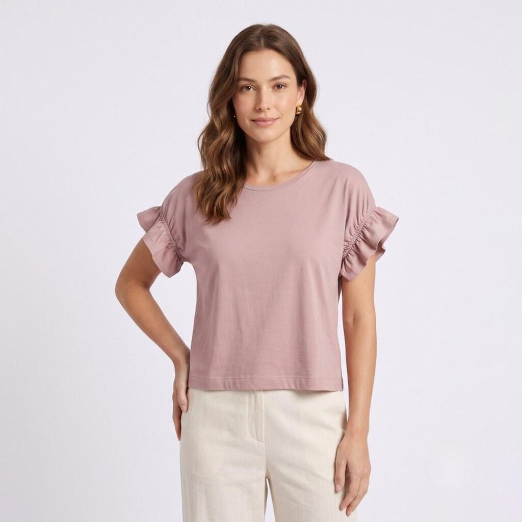Blusa Feminina Com Babados Nas Mangas Rovitex