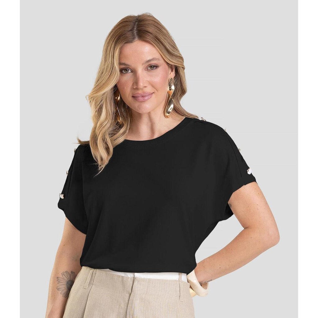 Blusa Feminina Com Botões Dianna Preto