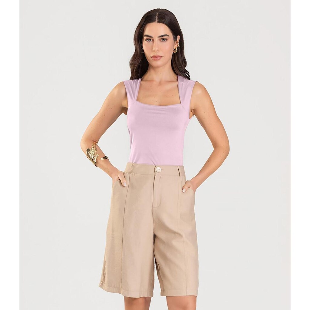 Blusa Feminina Com Decote Quadrado Dianna Rosa