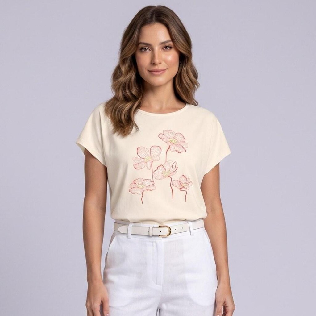 Blusa Feminina Com Estampa Central Delicada Rovitex