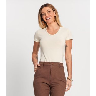 Blusa Feminina Cotton 30 Básica Kohmar Bege