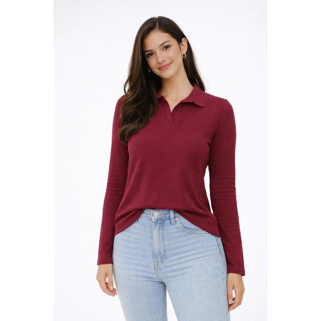 Blusa Feminina D Bell Outlet Fashion Gola Polo V Vinho