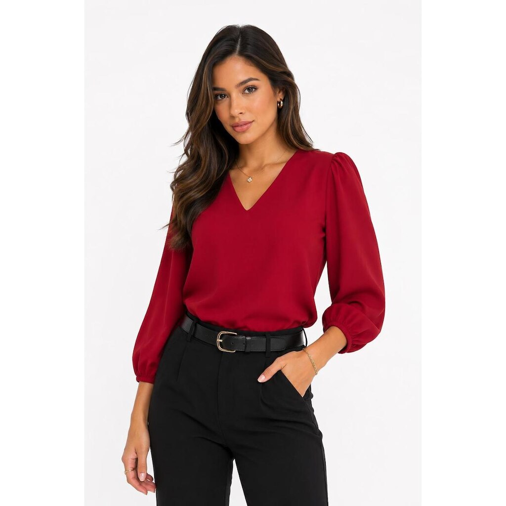 Blusa Feminina D Bell Outlet Fashion Gola V Vermelha