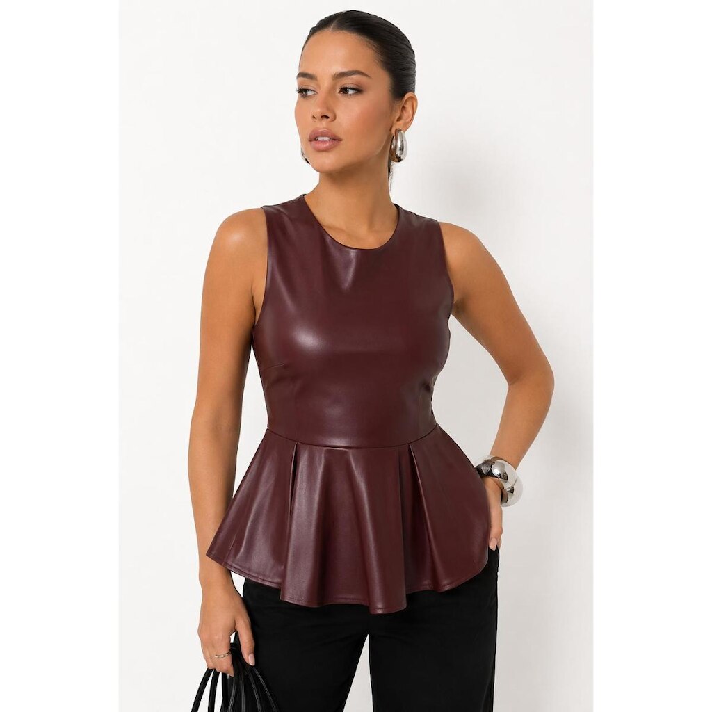 Blusa Feminina D Bell Outlet Fashion Peplum Vinho