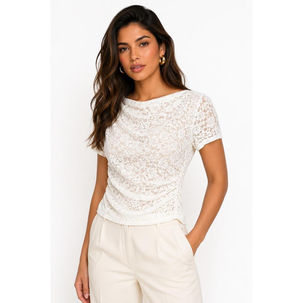 Blusa Feminina D Bell Outlet Fashion Renda Branco