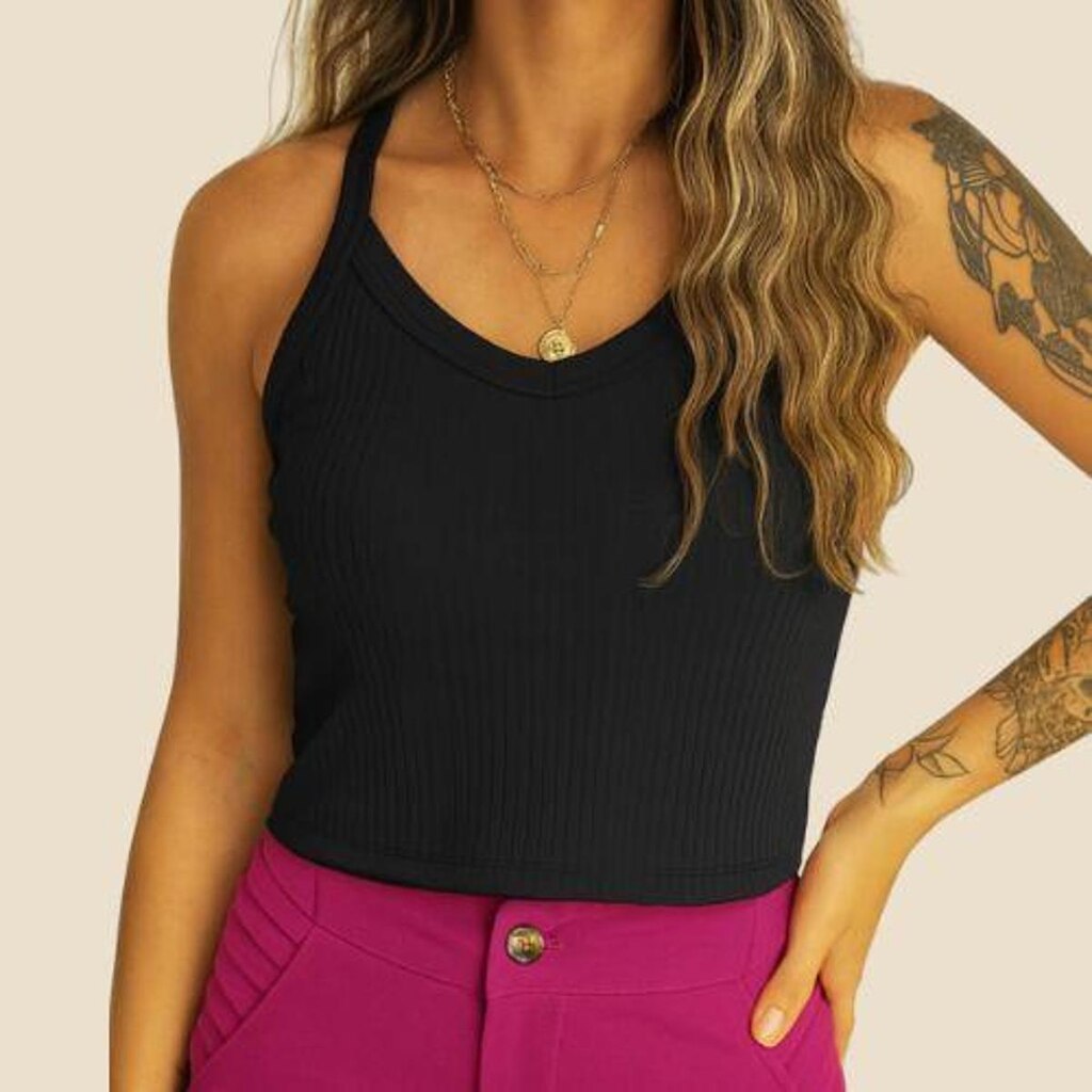 Blusa Feminina de Alça Canelada Habana