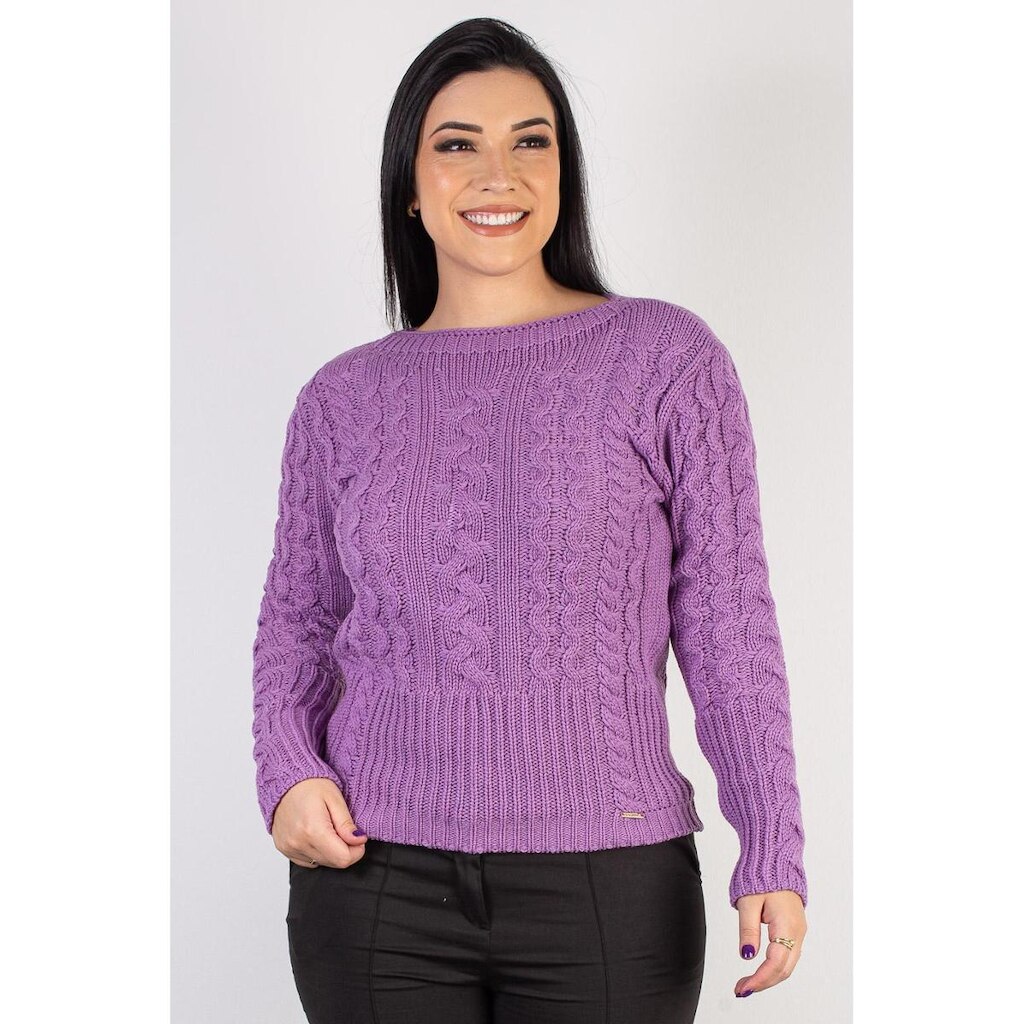 Blusa feminina de malha gola canoa 60016 - G - Lilás