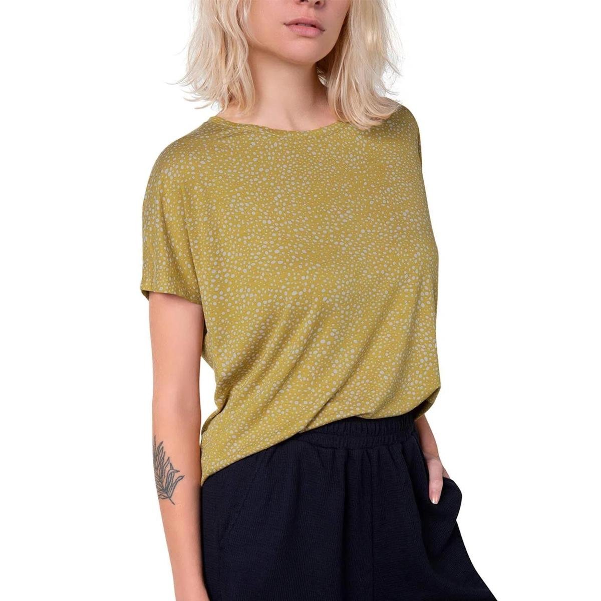 Blusa Feminina Decote Canoa Estampada Menor preço em Blusa Feminina Decote Canoa Estampada