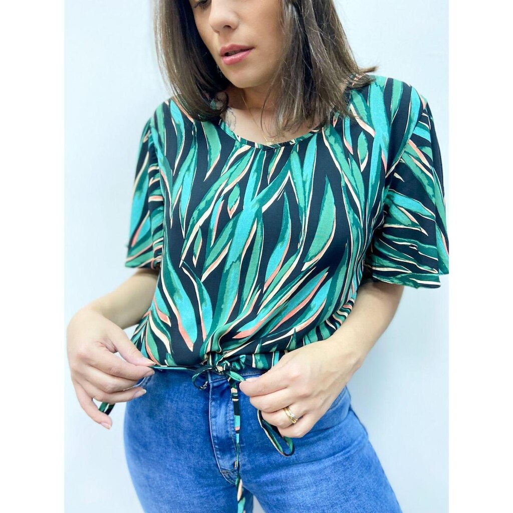 Blusa Feminina Estampada Amarração Verde