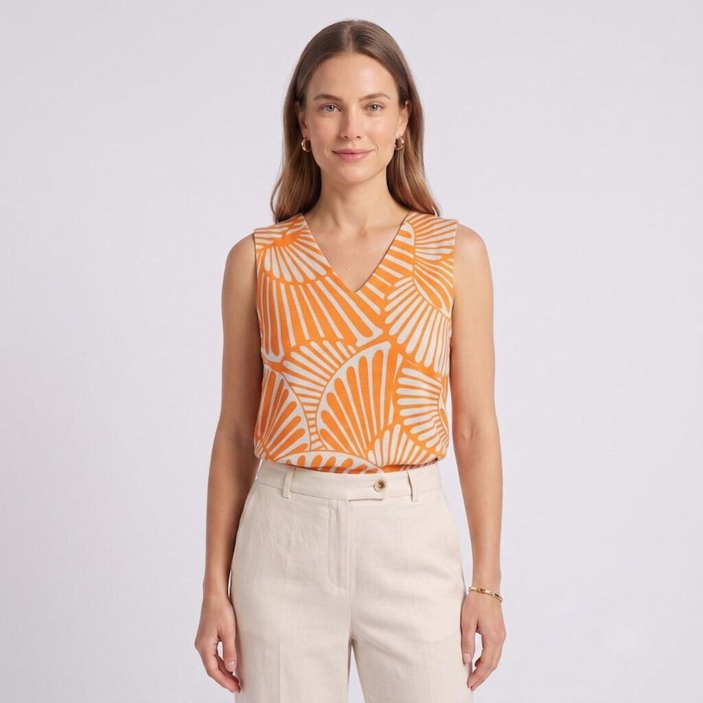 Blusa Feminina Estampada Sem Mangas com Decote V Lecimar