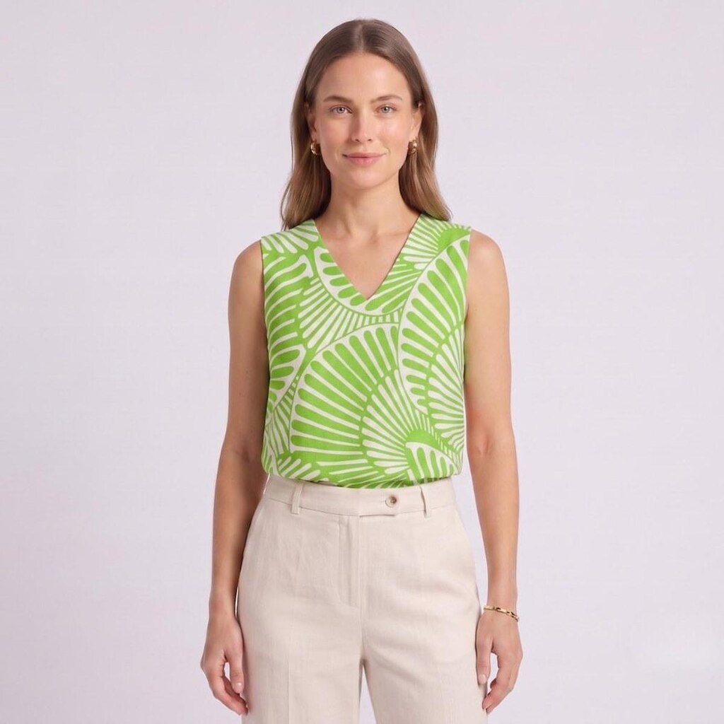 Blusa Feminina Estampada Sem Mangas com Decote V Lecimar