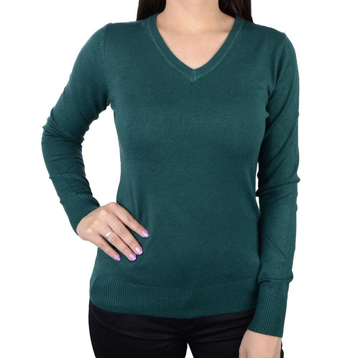 Blusa Feminina Facinelli By Mooncity Tricot Gola V Verde Escuro - 6500923 Menor preço em Blusa Feminina Facinelli By Mooncity Tricot Gola V Verde Escuro - 6500923