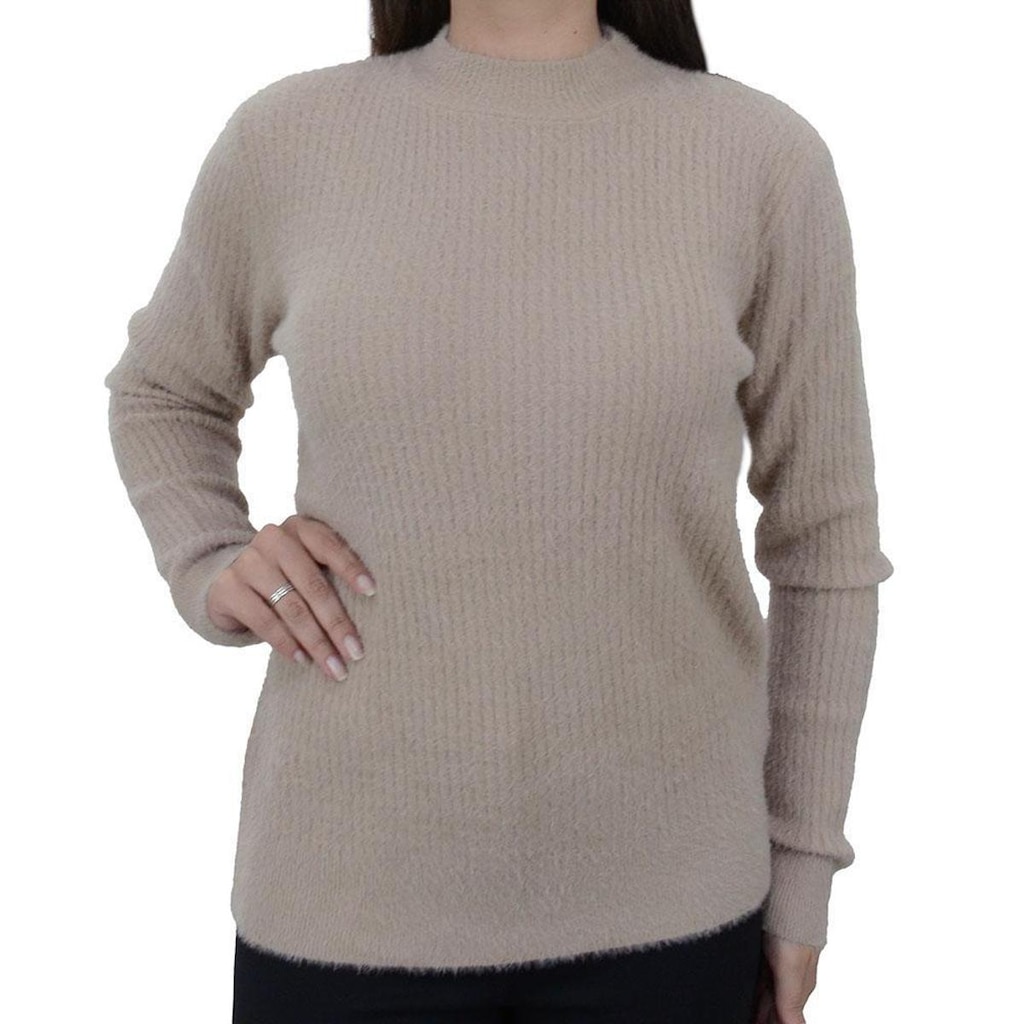 Blusa Feminina Facinelli Tricot Peluciado Bege Kaqui - 65125