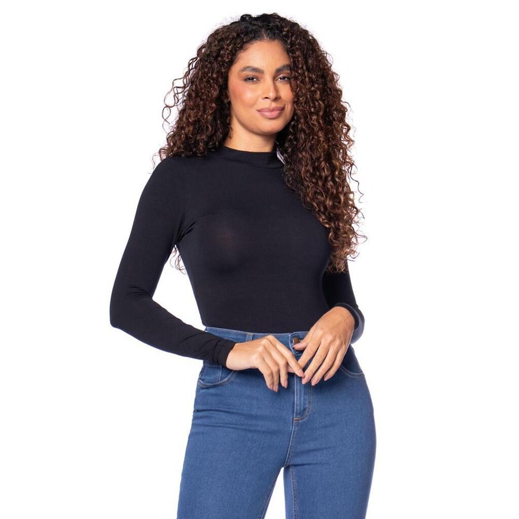 Blusa Feminina Feliny Gola Alta Viscose Preto