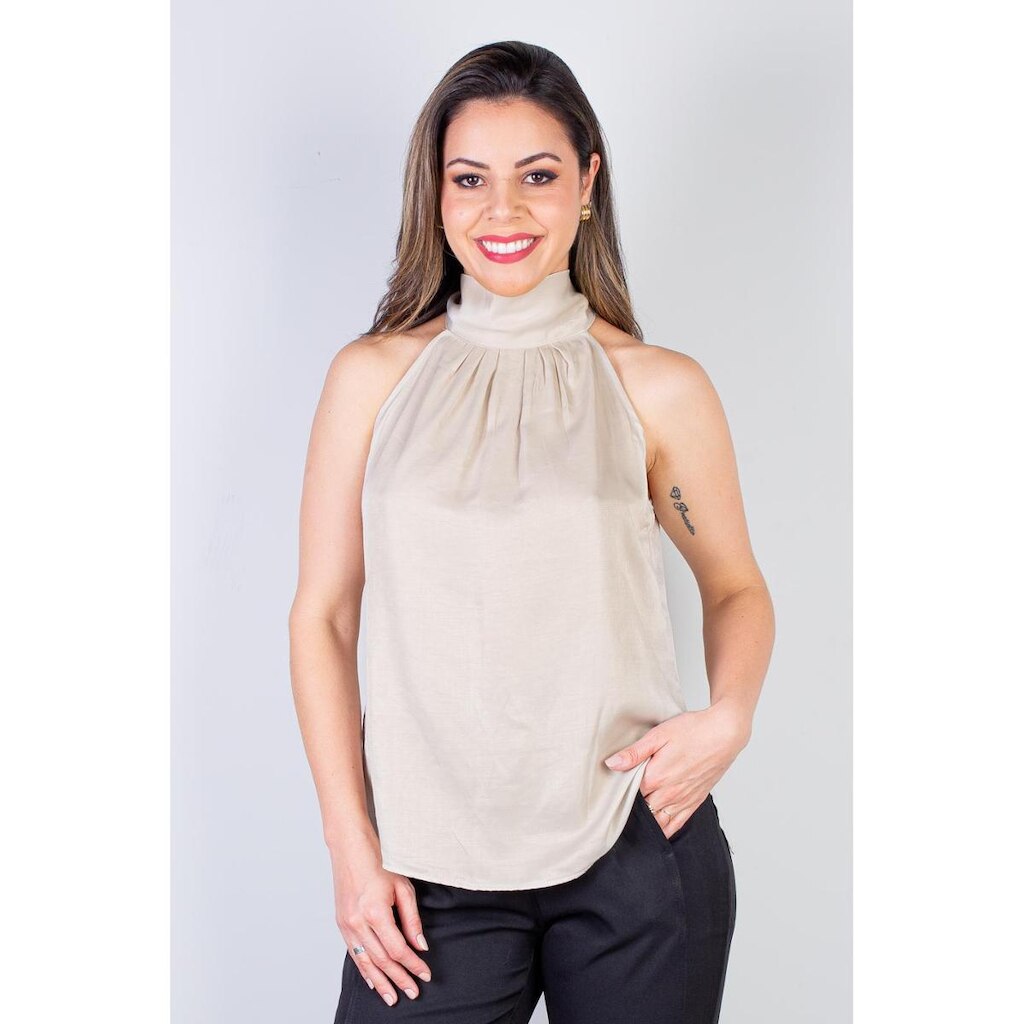 Blusa feminina gola alta decote halter neck 51255