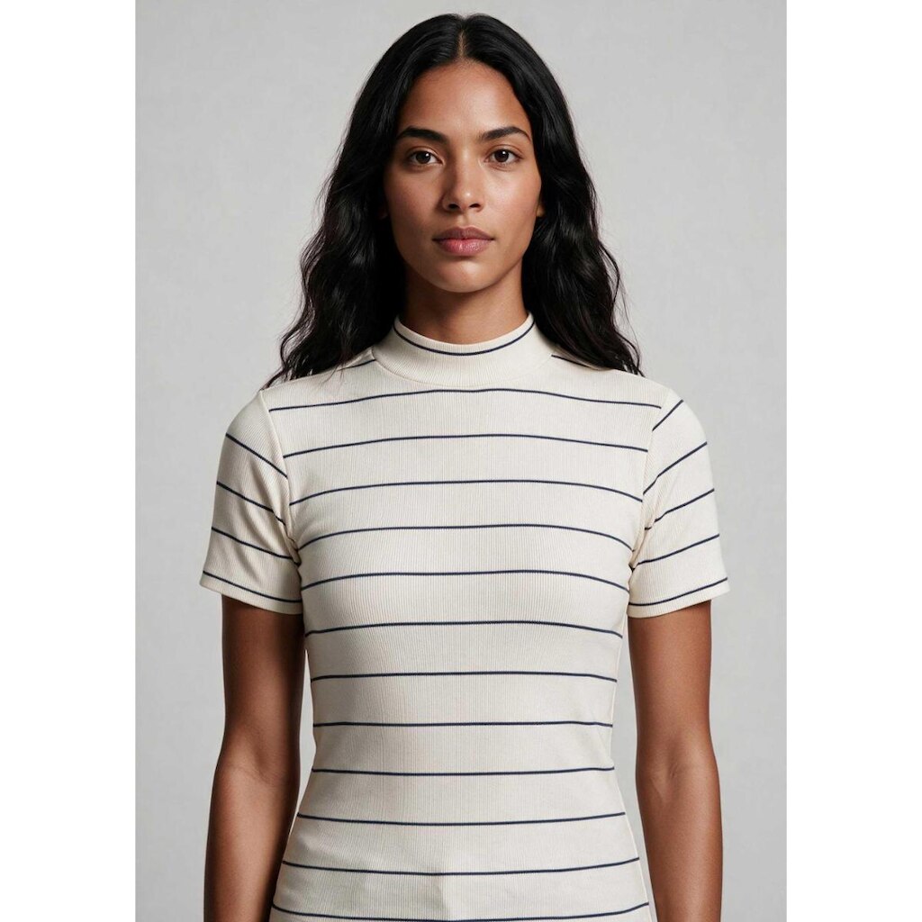 Blusa Feminina Gola Alta Em Ribana Fio Tinto