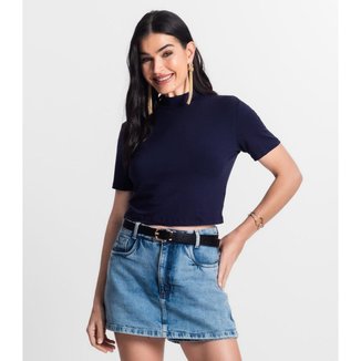 Blusa Feminina Gola Alta Select Azul