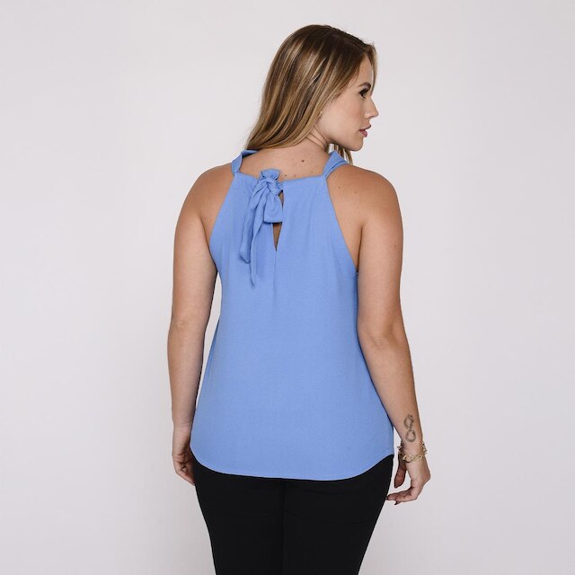 Blusa Feminina Gola Boba com Laço nas Costas e Alças Reguláveis