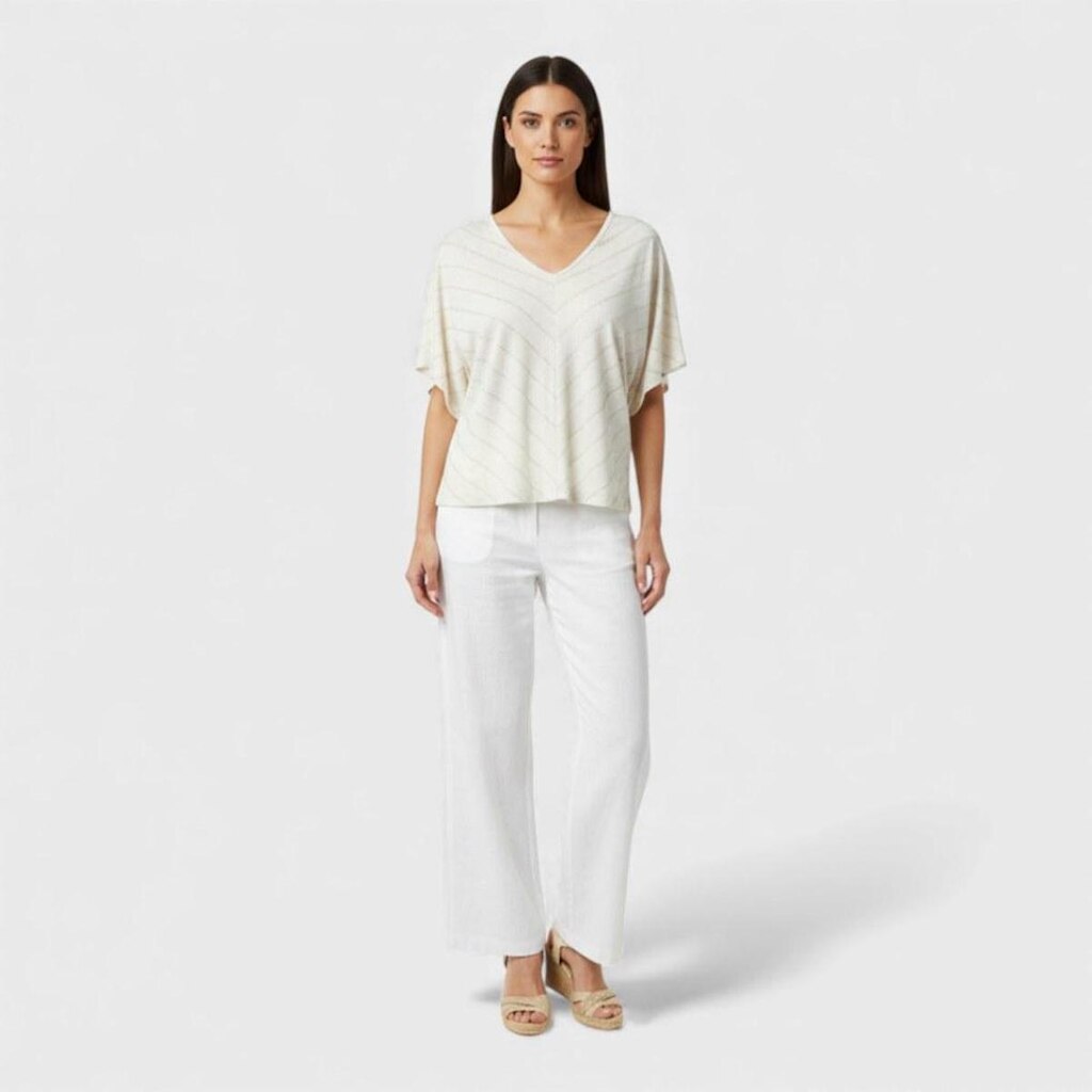 Blusa feminina gola v em lurex