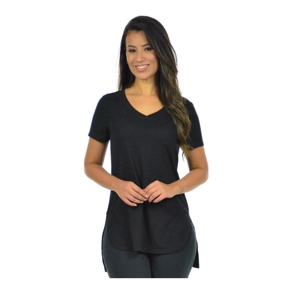 Blusa Feminina Gola V Longa Camiseta Babylook Mullet