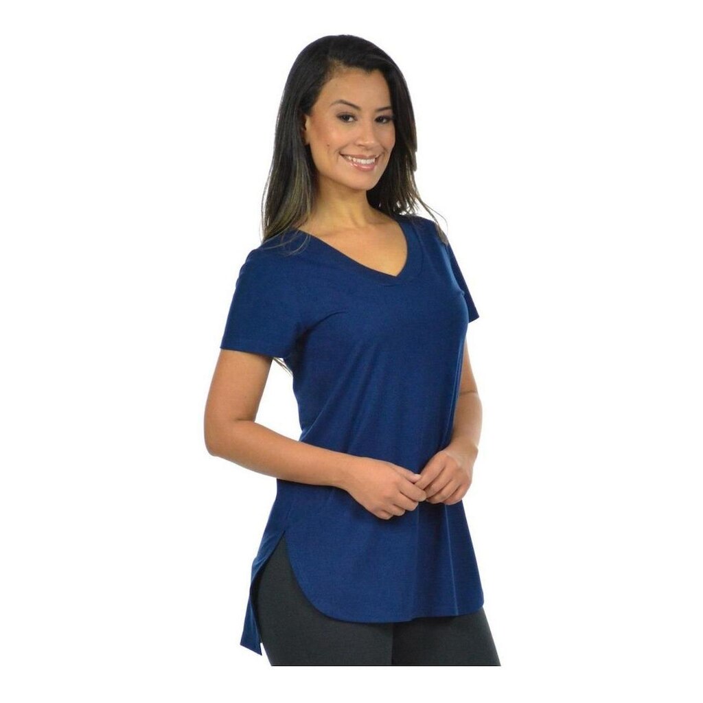 Blusa Feminina Gola V Longa Camiseta Babylook Mullet