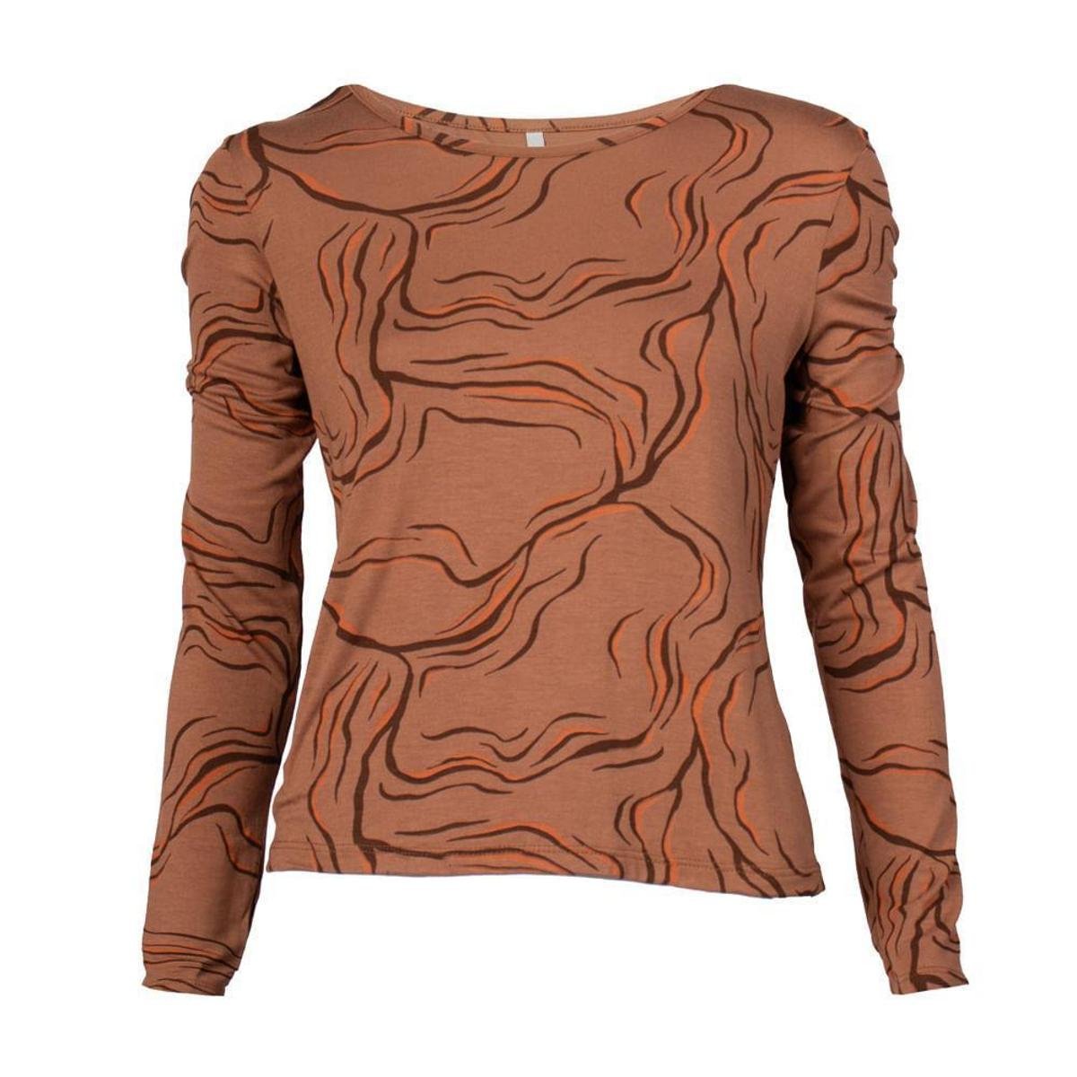 Blusa Feminina Habana Estampada Manga Longa Marrom Claro Zattini