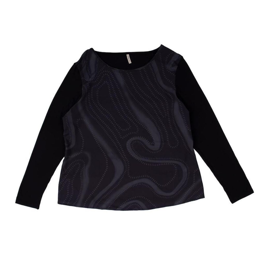 Blusa Feminina Habana Plus Size Manga Longa Estampada Preto