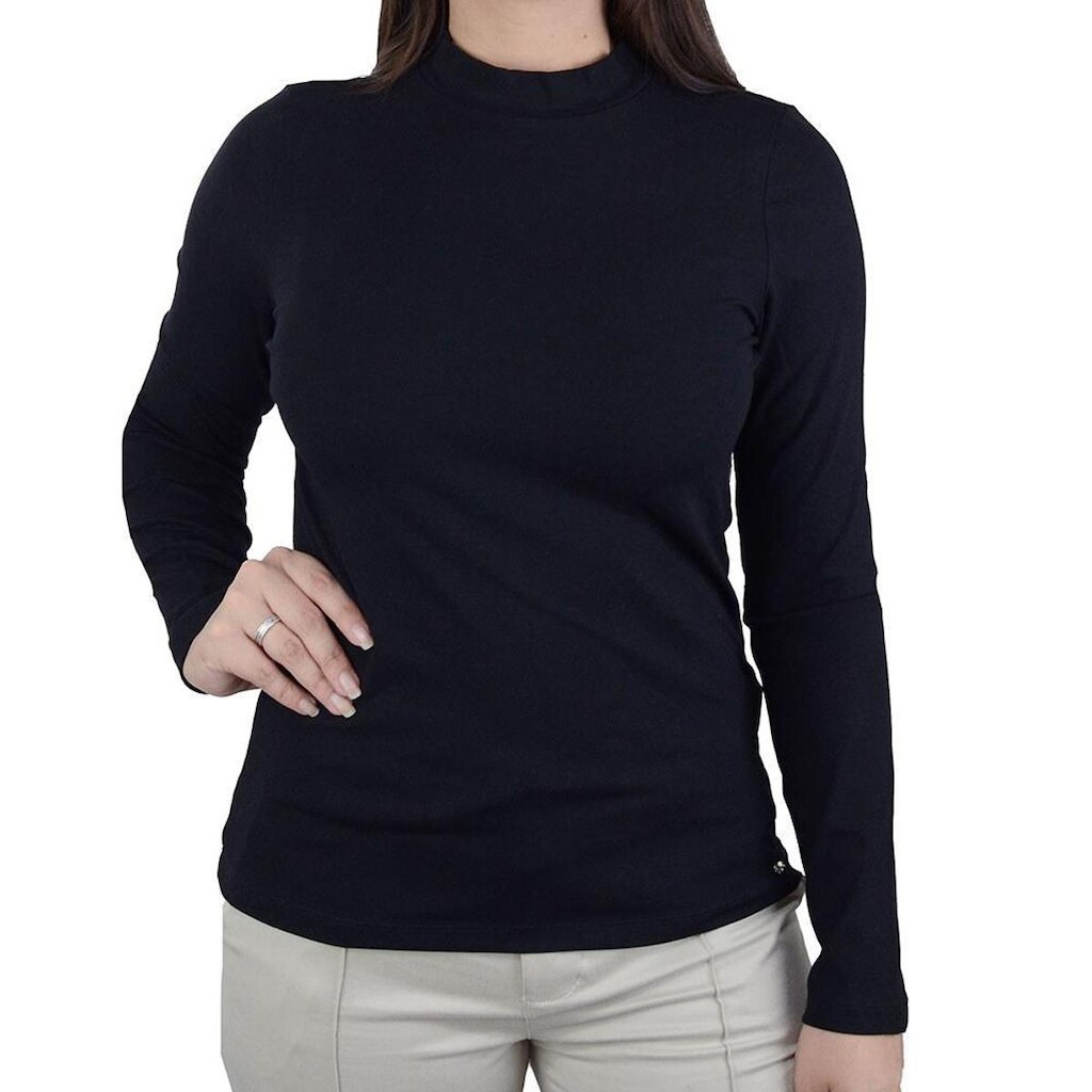 Blusa Feminina Lado Avesso ML Gola Alta Preta - L1245