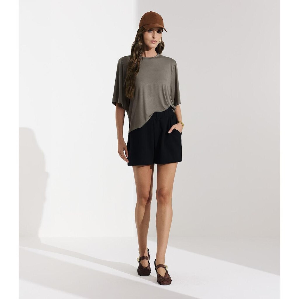 Blusa Feminina Lisa em Malha Modal Veev Marrom