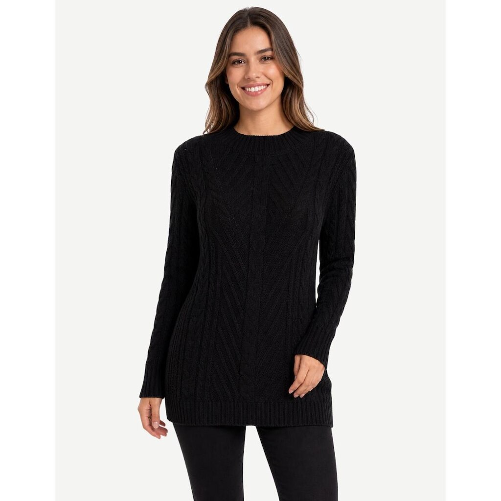 Blusa Feminina Longa de Tricot Detalhes Trançados