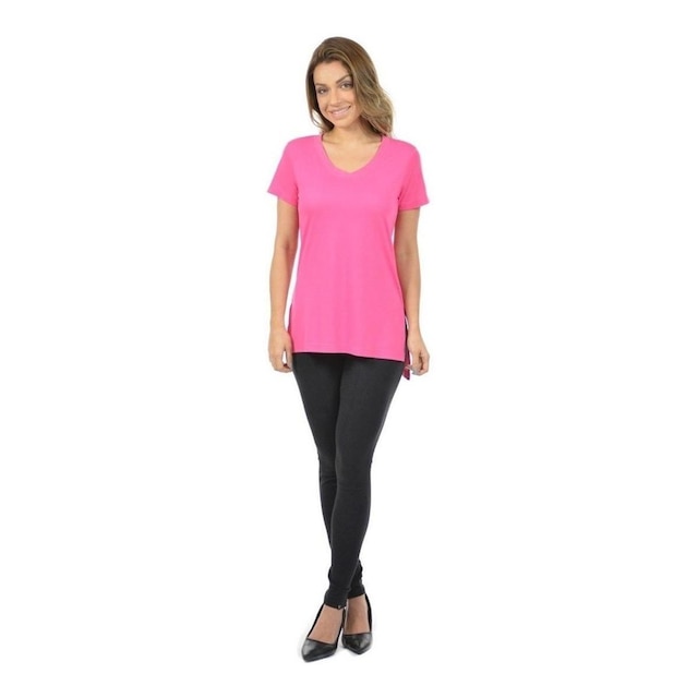Blusa Feminina Longa Mullet Gola V Longline Tj