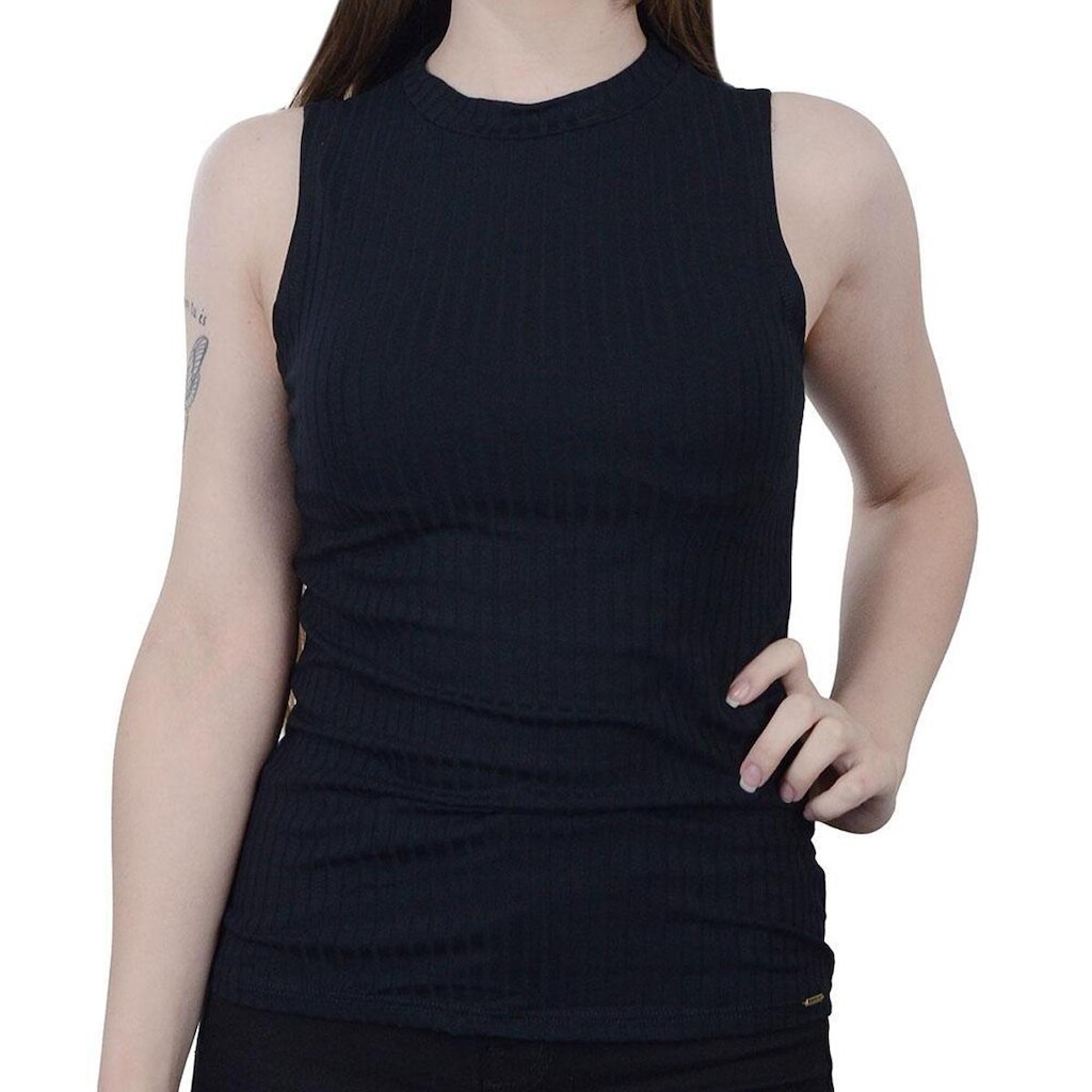 Blusa Feminina Lunender Canelada Preto - 00361