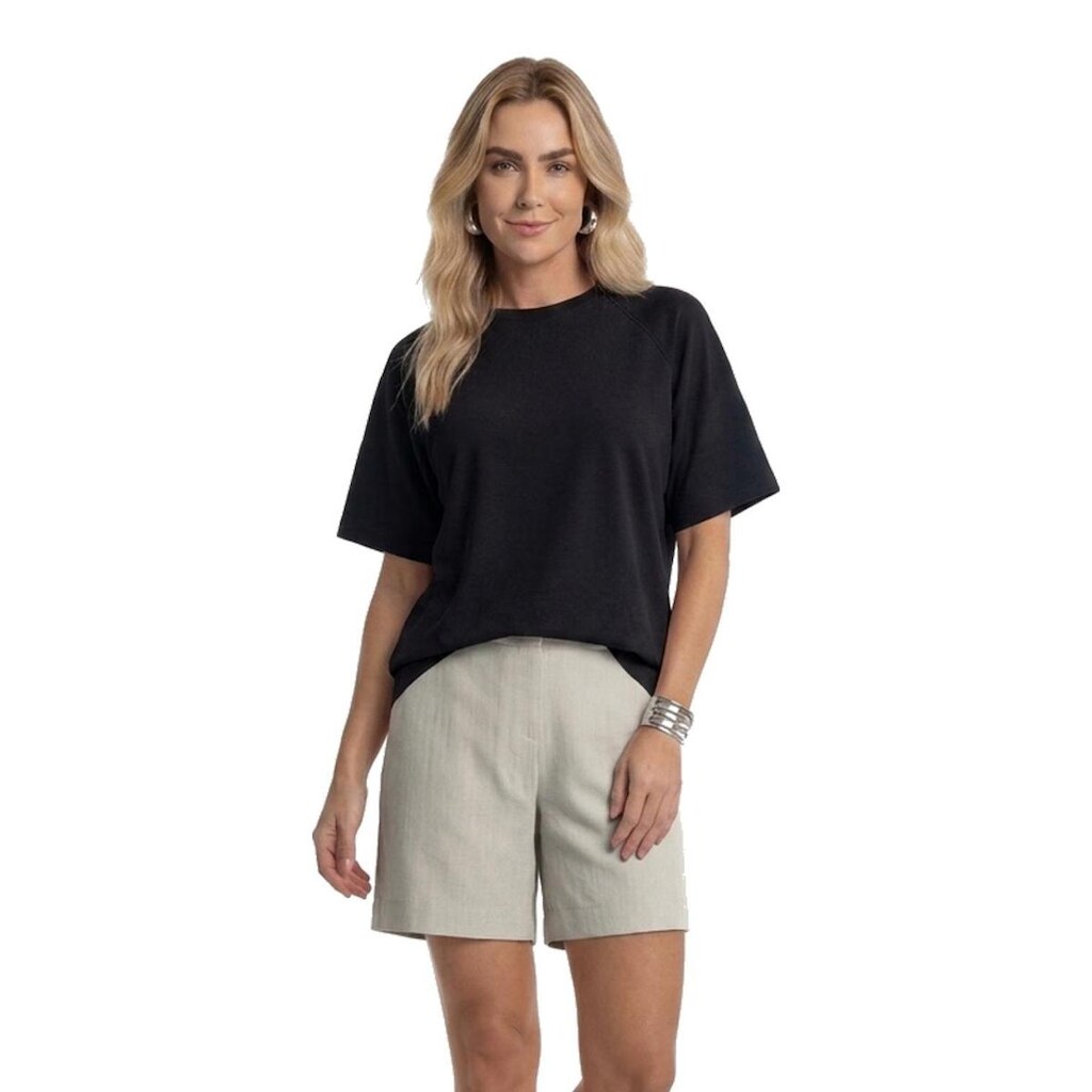 Blusa Feminina Lunender Em Malha Com Mangas Curtas 00615