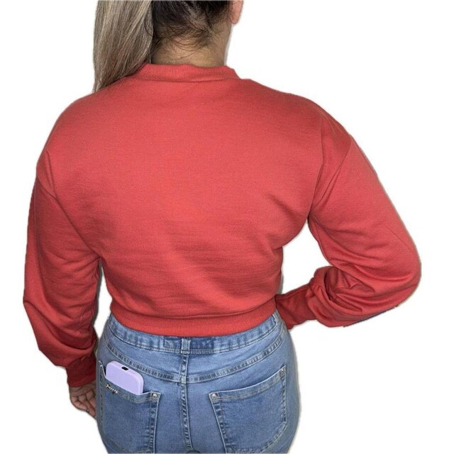 Blusa Feminina Lunender Moletom Básica Cropped - 00083