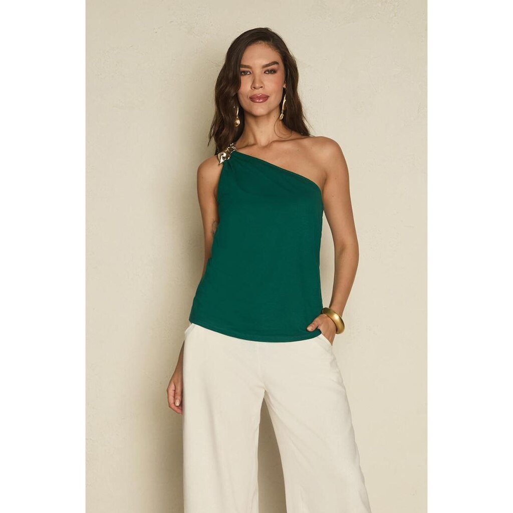 Blusa Feminina Lunender Um Ombro Só Em Malha Elegante