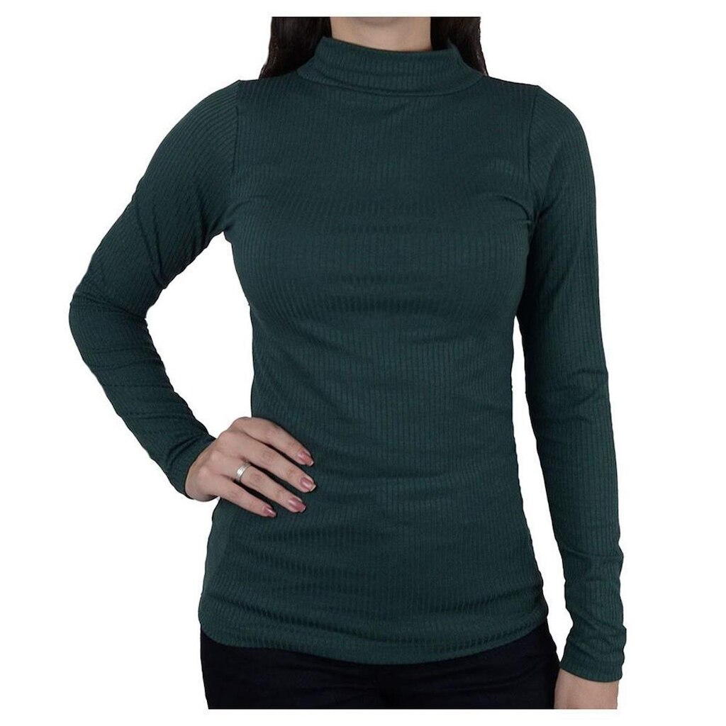 Blusa Feminina LZT Canelada ML Gola Alta Verde - 809