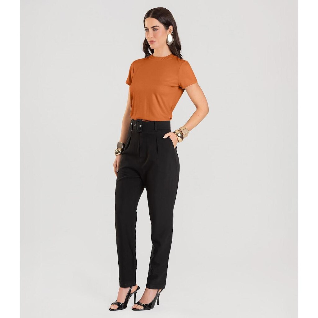 Blusa Feminina Manga Curta Dianna Laranja
