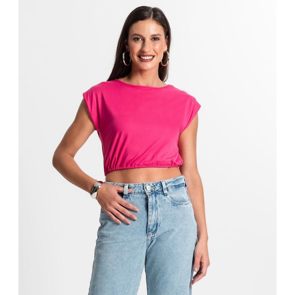 Blusa Feminina Manga Curta Rovitex Rosa