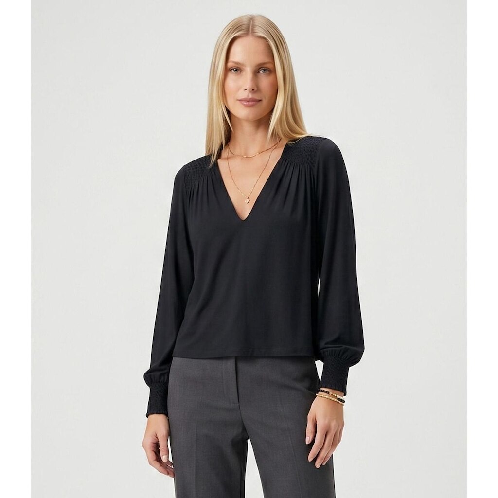 Blusa Feminina Manga Longa Com Lastex Endless Preto
