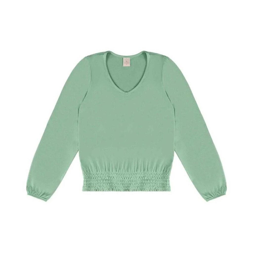 Blusa Feminina Manga Longa Lecimar em Crepe Viscose
