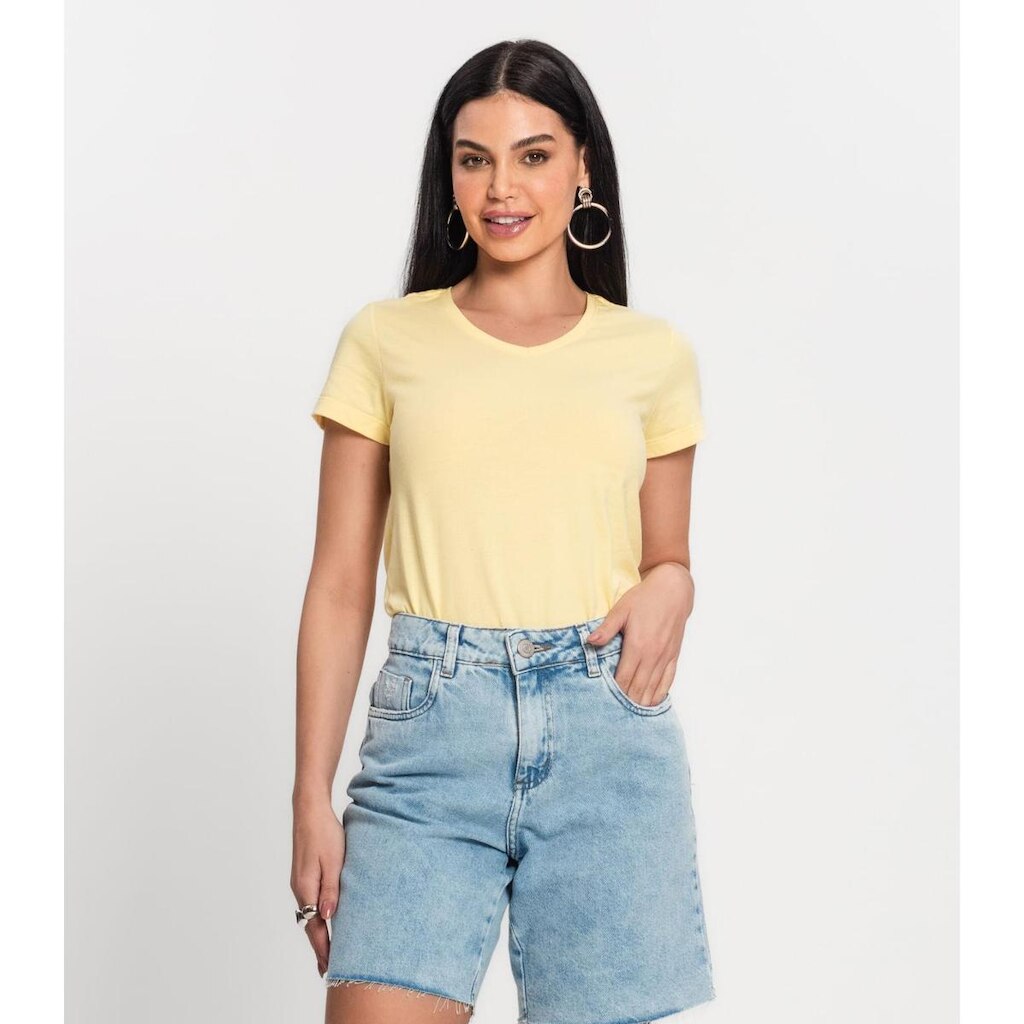 Blusa Feminina Meia Malha 30 Básica Kohmar Amarelo