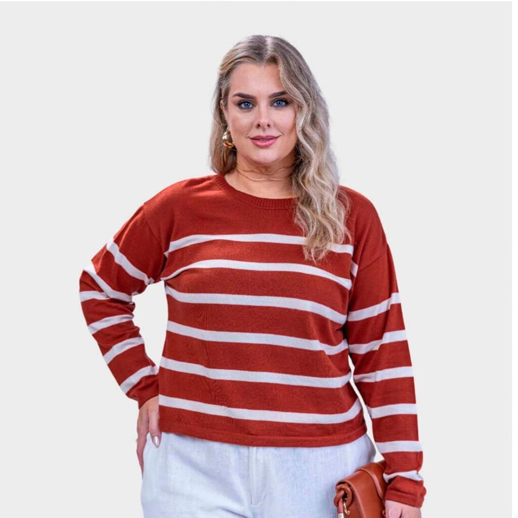Blusa Feminina Modal Gola Redonda Tricot Listras