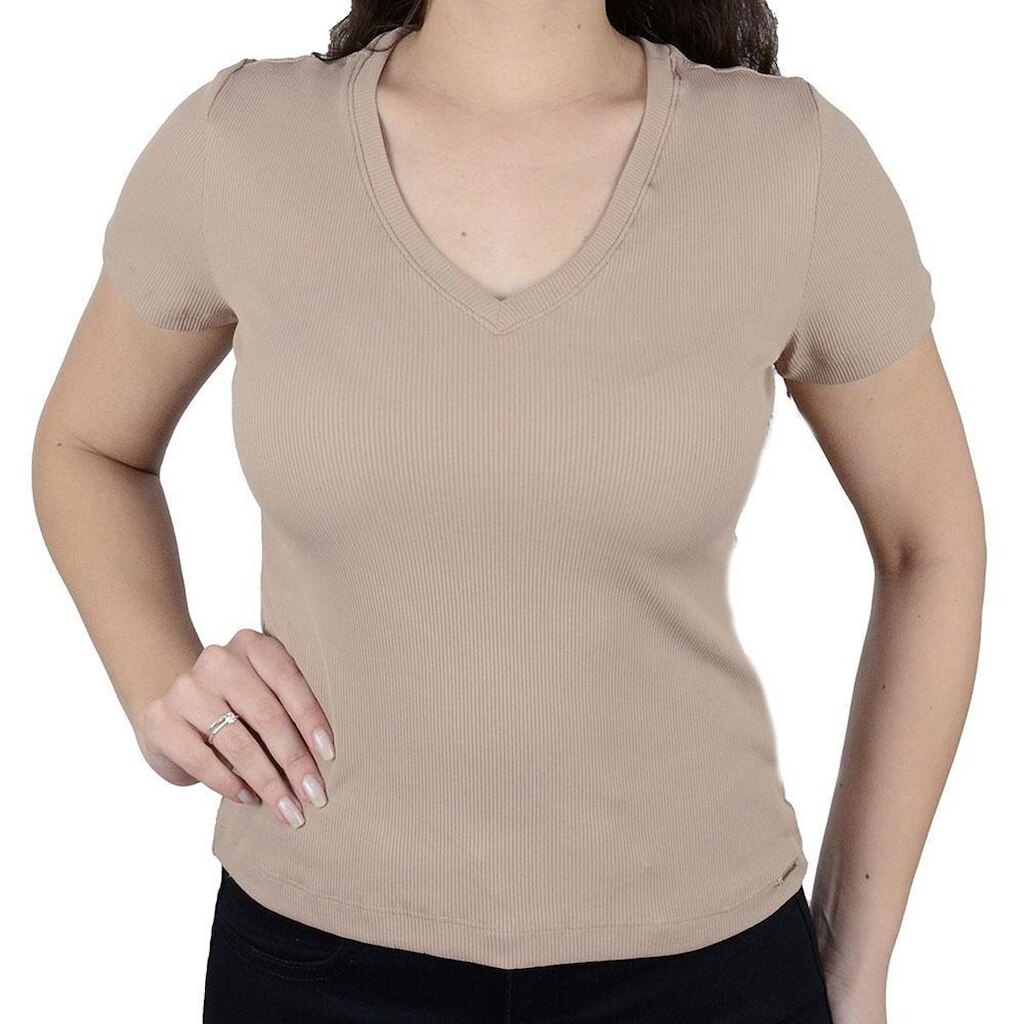 Blusa Feminina Olho Fatal Canelada Bege Amendoa - 602532