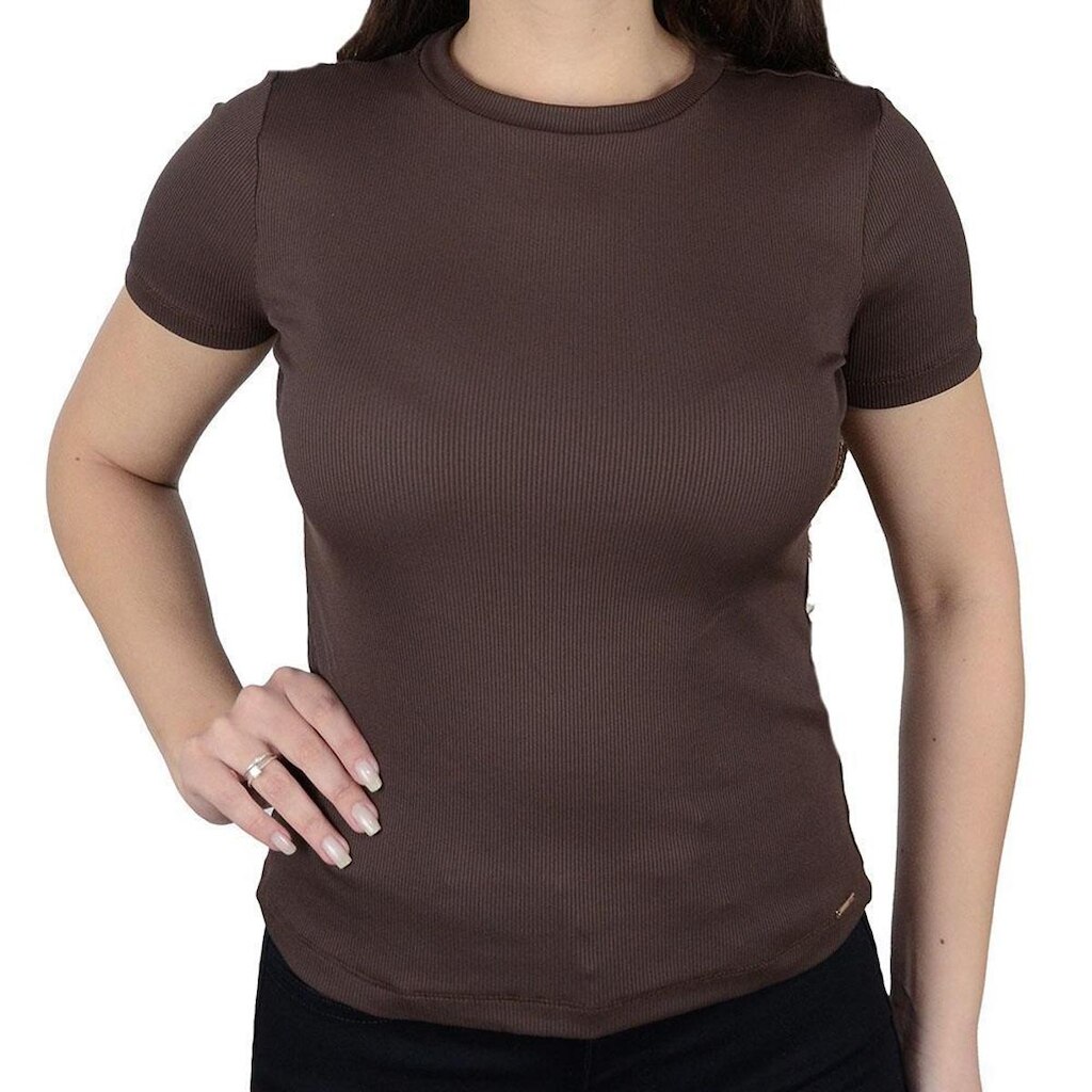 Blusa Feminina Olho Fatal Canelada Marrom Coffe - 602531