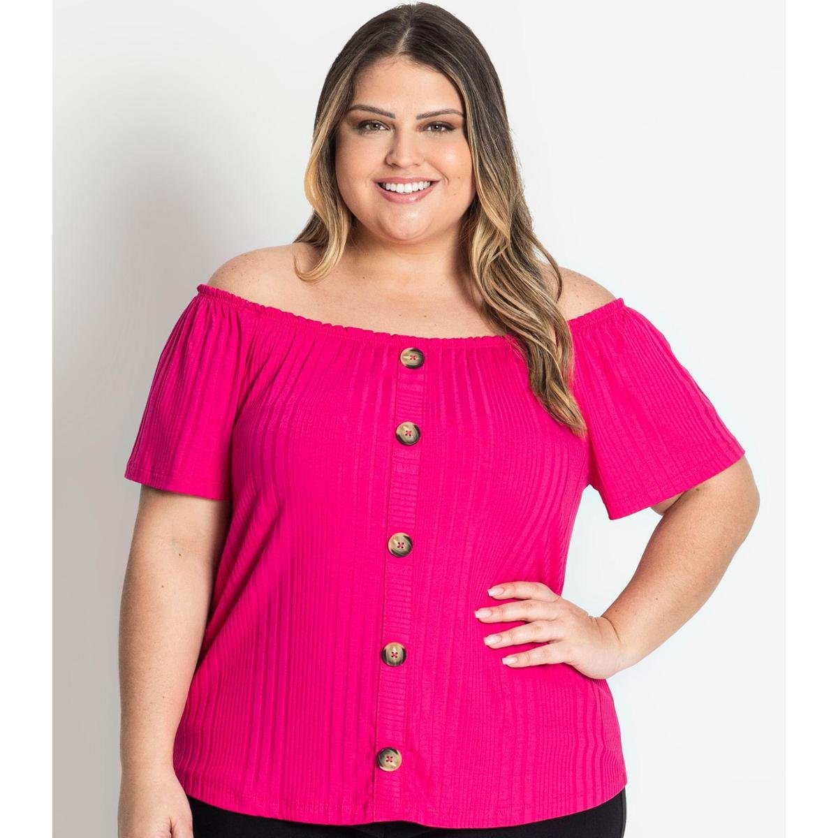 blusa plus size rosa