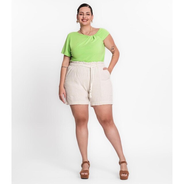 Blusa Feminina Plus Size Em Malha Soft Secret Glam Verde