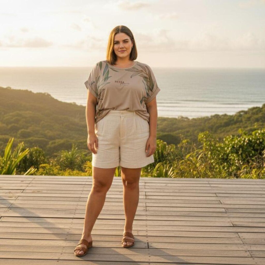 Blusa Feminina Plus Size em Viscose com Estampa Deixe Fluir Cereja Rosa
